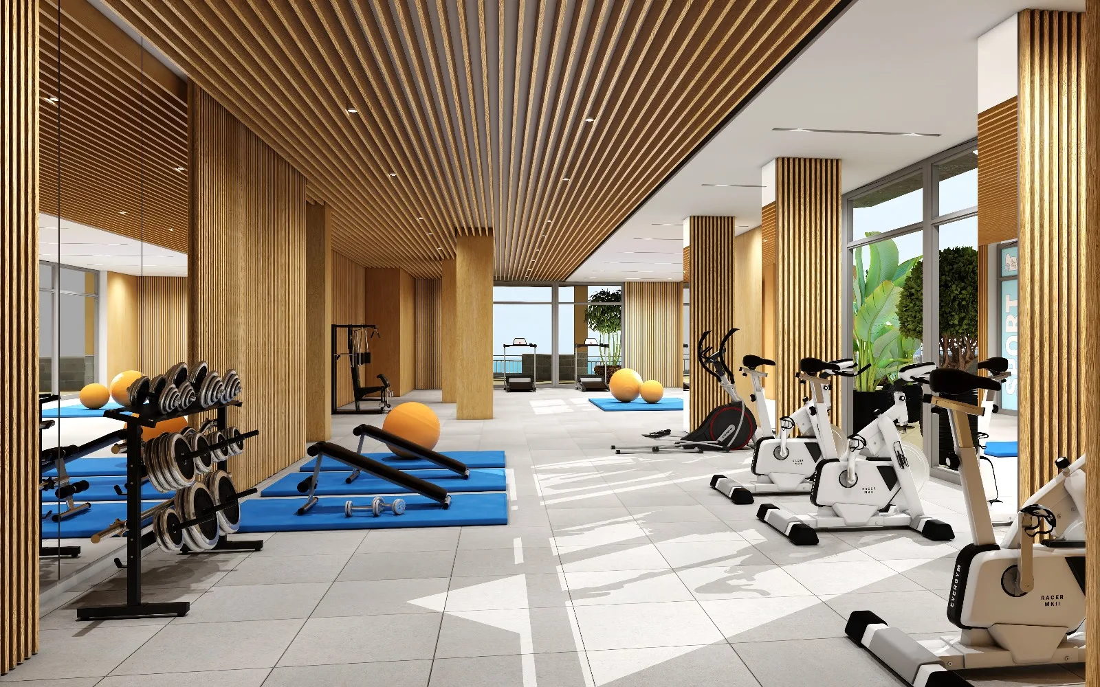 Gemeenschappelijk gym in residentieel complex La Manga