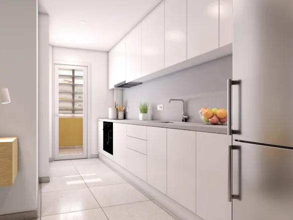 Moderne open keuken in appartement te koop La Manga eerste lijn