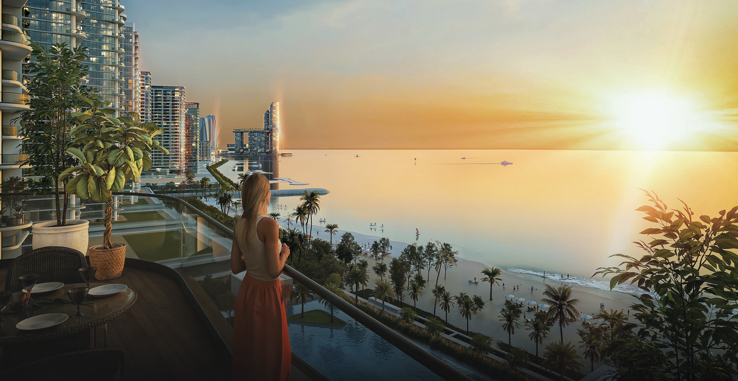 Geweldige appartementen in Dubai Downtown, eerste lijn aan zee. Dubai, Tomas fem casas