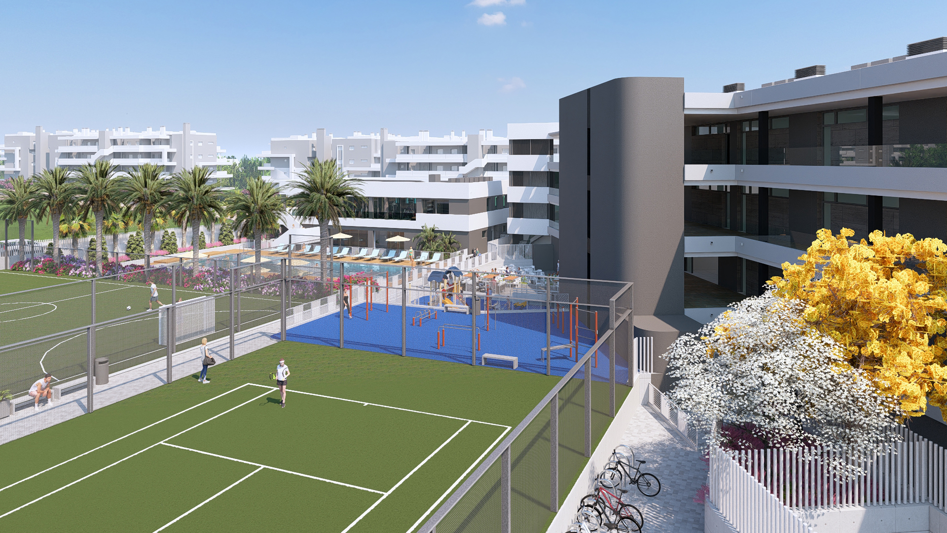 Padelbaan en tennisbanen in de residentie