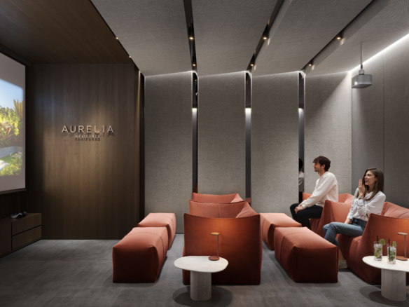 Cinemaroom met relaxfauteuils en akoestische wanden, AUREL1A Residence