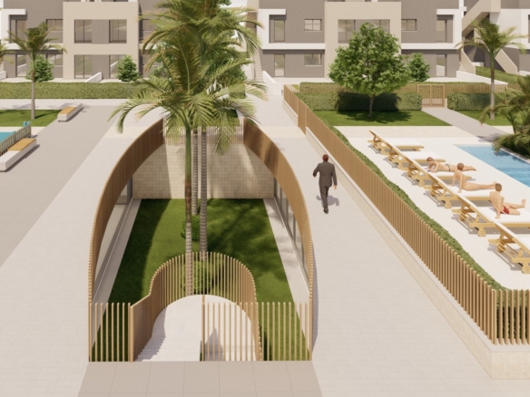 Tuin binnenin de appartementen met verhuurlicentie in pilar de la horadada