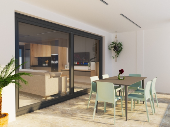 ruim terras van appartementen met verhuurlicentie in playa higuericas met zeezicht