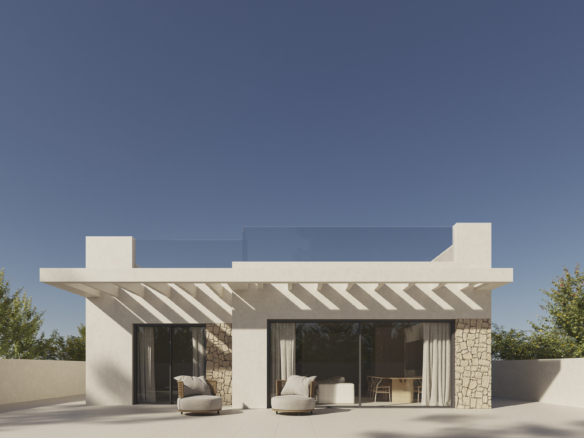 Voorkant met zwembad: Moderne villa’s in Polop met privé zwembad en terras