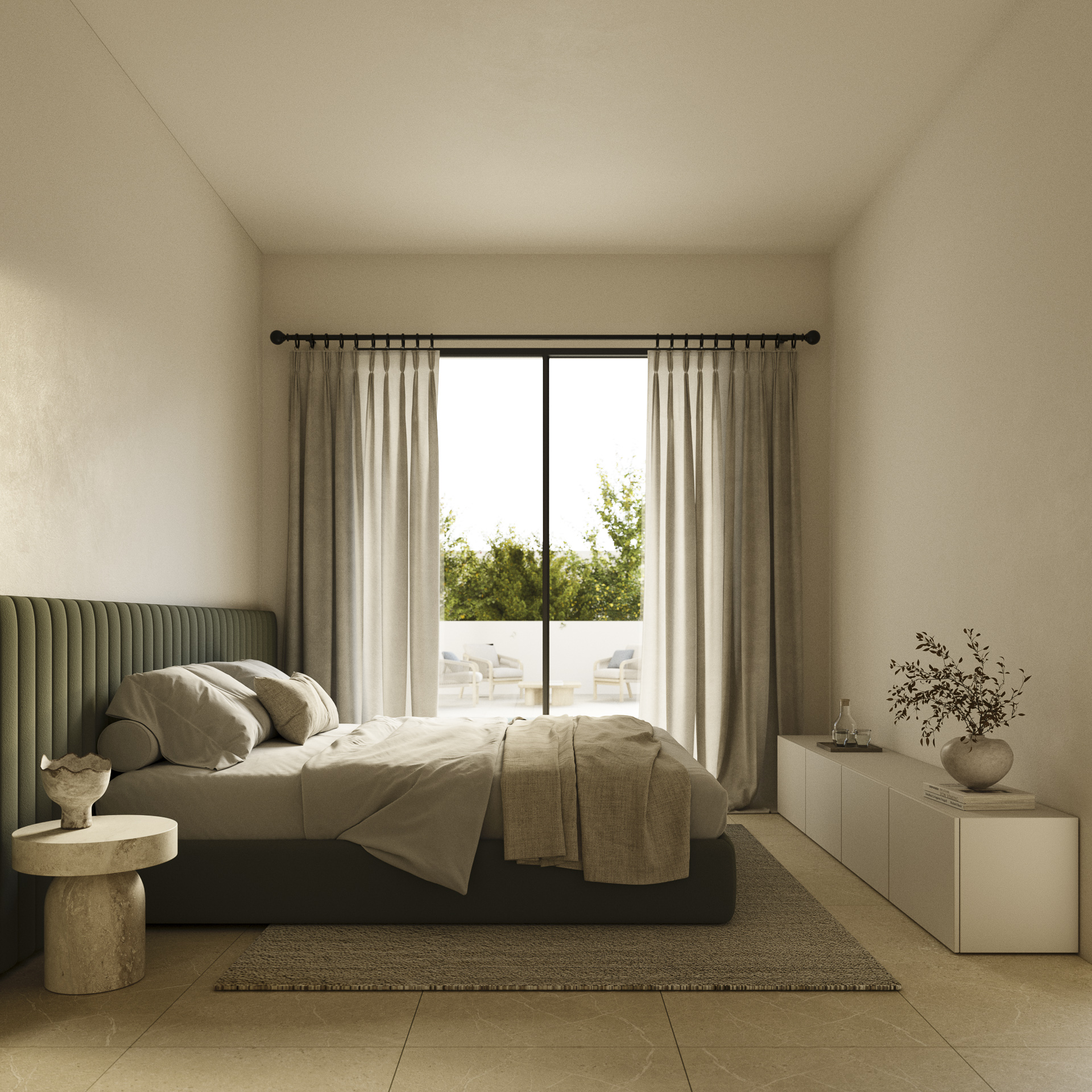 Hoofdslaapkamer in moderne villa’s in Polop met rustige uitstraling