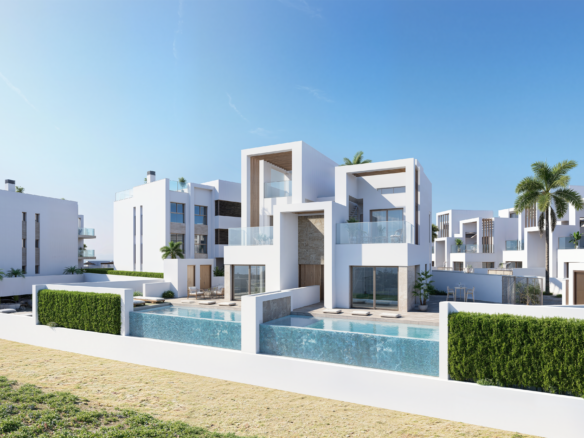 moderne appartementen in Los Alcázares aan Serena Golf met wit exterieur
