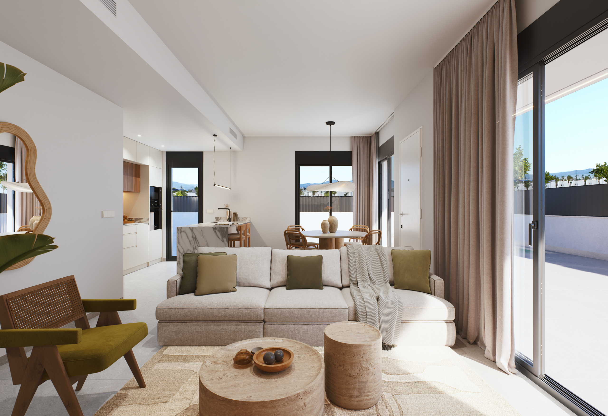 open woonkamer in nieuwbouw villa Santa Rosalía