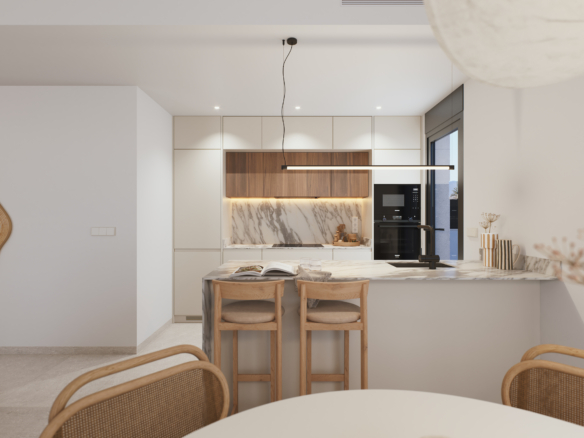 Open keuken met spoeleiland in villa op santa rosalia lake resort