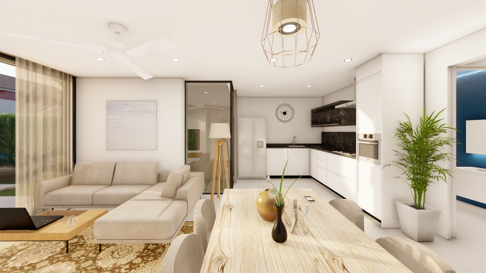 woonkamer en keuken van villa aan de Mar Menor in los urrutias