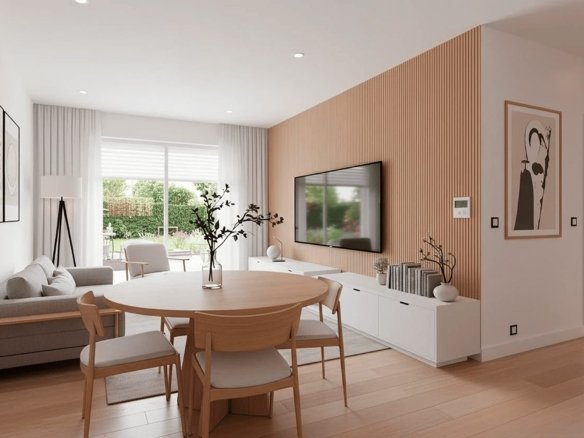 Lichte woon- en eetkamer van een nieuwbouwappartement in Los Alcázares