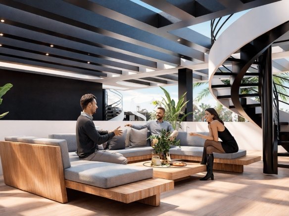Overdekte lounge op privé-solarium van penthouse in Los Alcázares