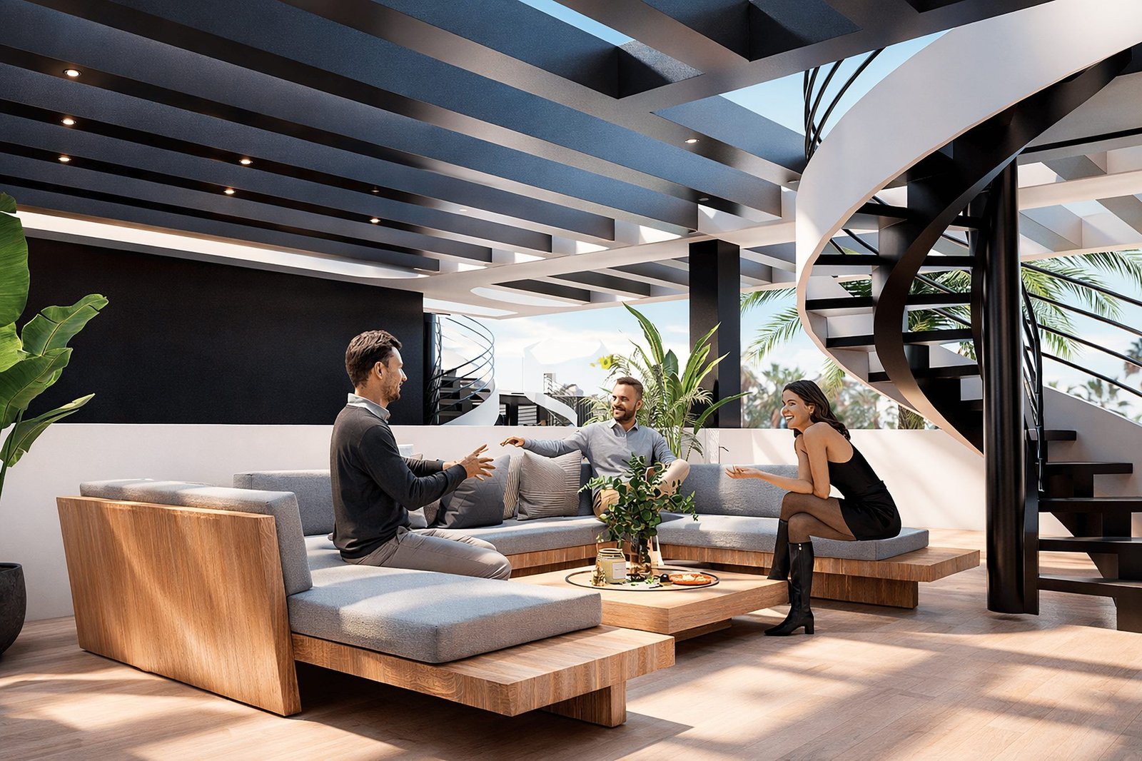 Overdekte lounge op privé-solarium van penthouse in Los Alcázares