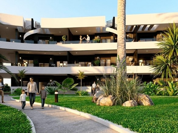 Moderne nieuwbouwappartementen in Los Alcázares met tropische gemeenschappelijke tuin
