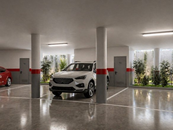 Overdekte parkeerplaatsen en privébergingen bij nieuwbouwappartementen