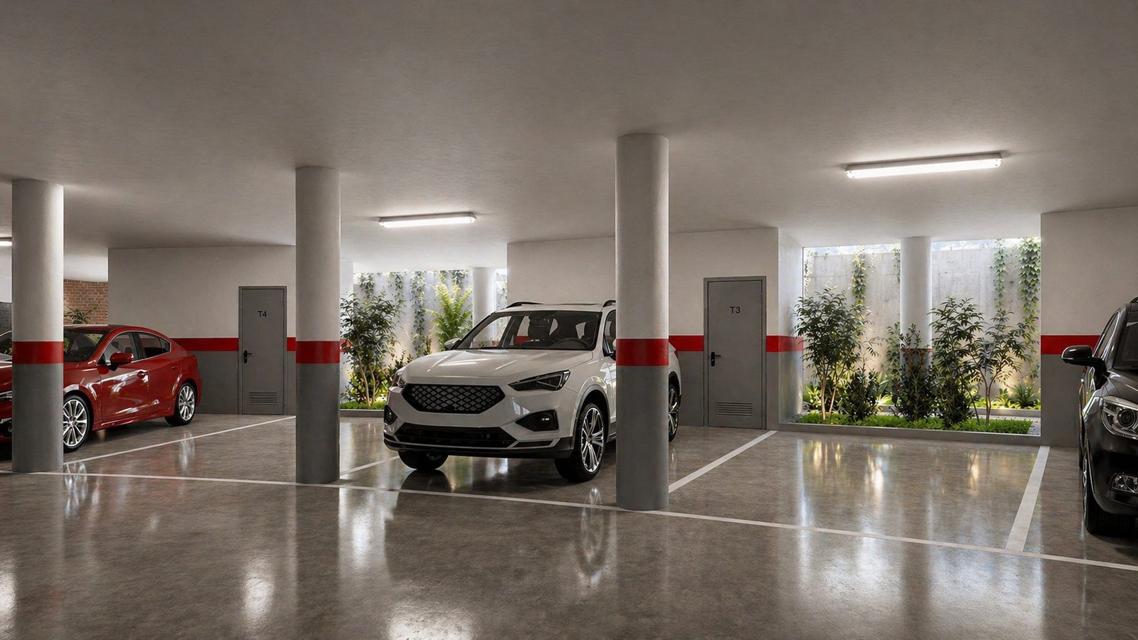 Overdekte parkeerplaatsen en privébergingen bij nieuwbouwappartementen