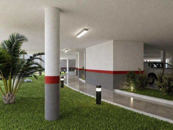 Overdekte parkeergarage met groene binnentuin in Los Alcázares