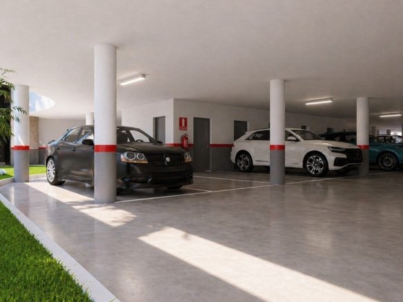 Ruime gemeenschappelijke parkeergarage bij nieuwbouwappartementen in Los Alcázares